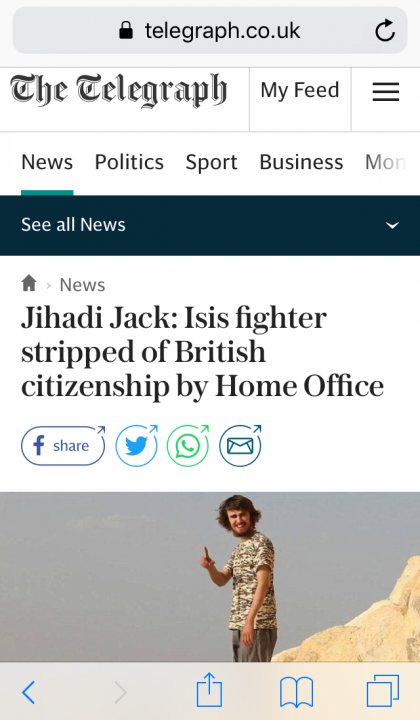 Now Jihadi Jack Want To Come Home Because He Misses His Mum - Page 2 - News, Politics & Economics - PistonHeads