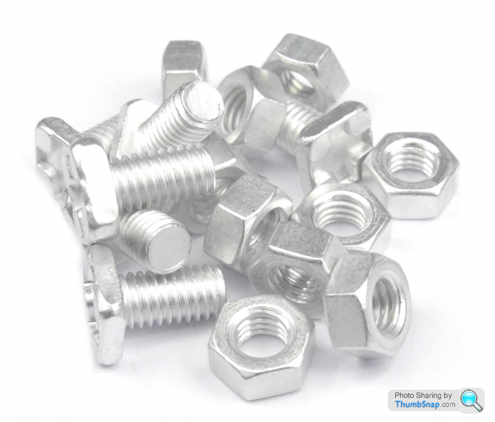 Z 40 ALUMINIUM GREENHOUSE STANDARD SQUARE HEAD 11MM BOLTS AND NUTS see also W 