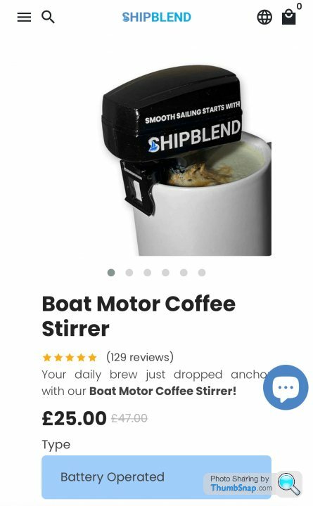 Now available on shipblend! Battery operated boat motor coffee