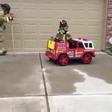 Father and Son Firefighter training