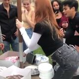 Madelaine Petsch, with a knife a pole and Ass Shaking